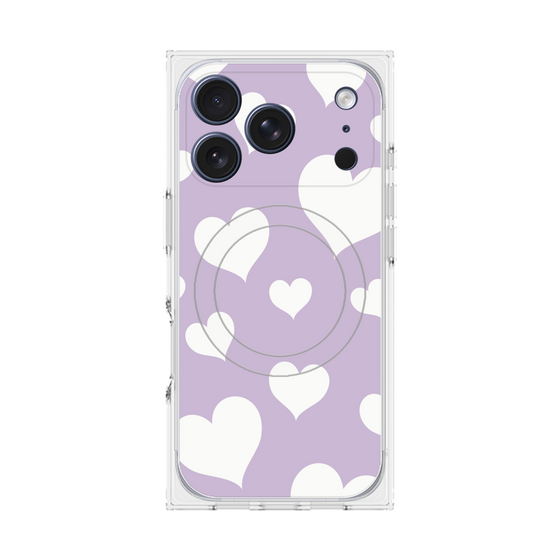 Premium Square Case with MagSafe［ Dot Hearts - Purple ］