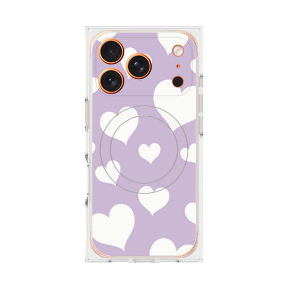 Premium Square Case with MagSafe［ Dot Hearts - Purple ］