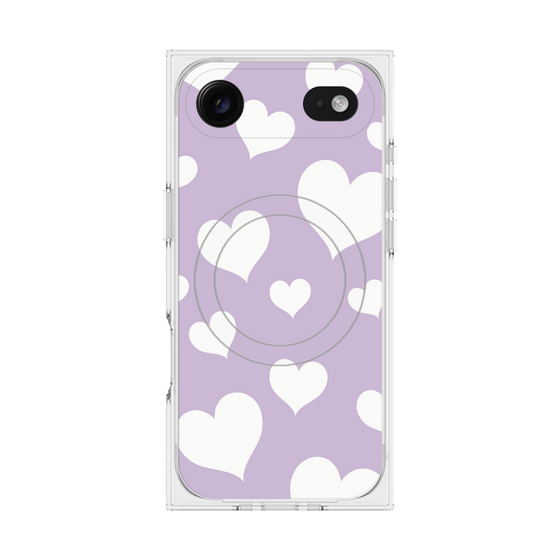Premium Square Case with MagSafe［ Dot Hearts - Purple ］