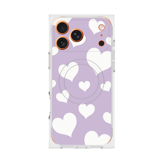 Premium Square Case with MagSafe［ Dot Hearts - Purple ］