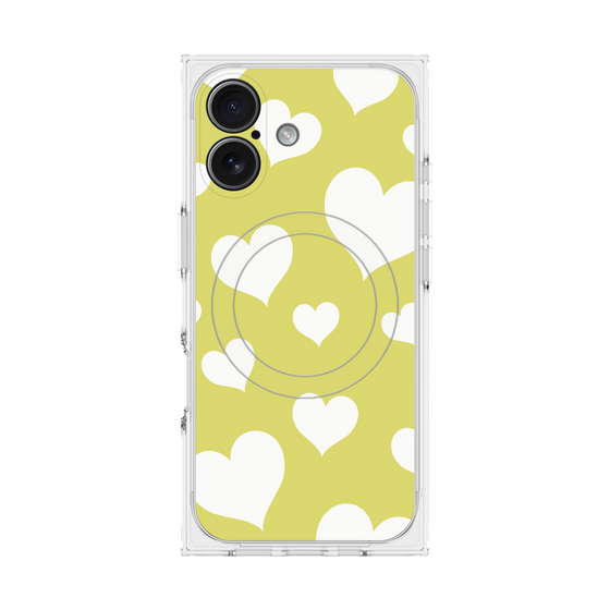 Premium Square Case with MagSafe［ Dot Hearts - Yellow ］