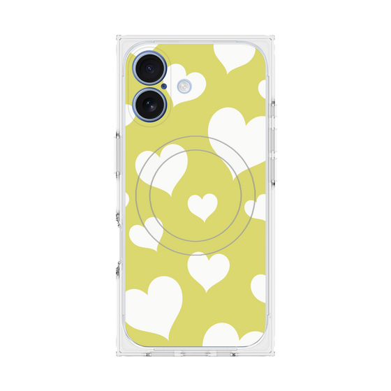 Premium Square Case with MagSafe［ Dot Hearts - Yellow ］