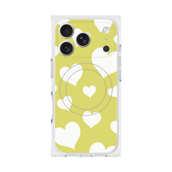 Premium Square Case with MagSafe［ Dot Hearts - Yellow ］