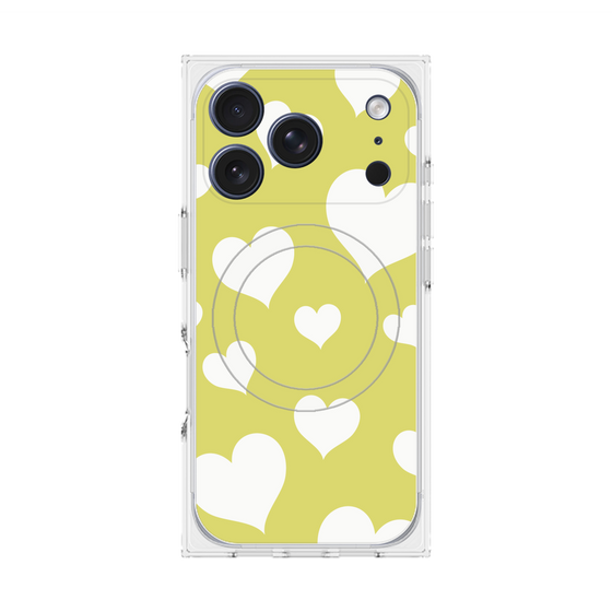 Premium Square Case with MagSafe［ Dot Hearts - Yellow ］