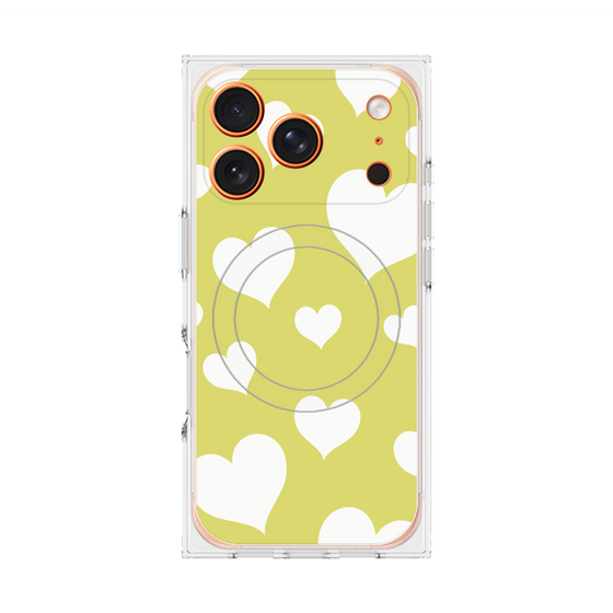 Premium Square Case with MagSafe［ Dot Hearts - Yellow ］