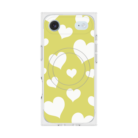 Premium Square Case with MagSafe［ Dot Hearts - Yellow ］