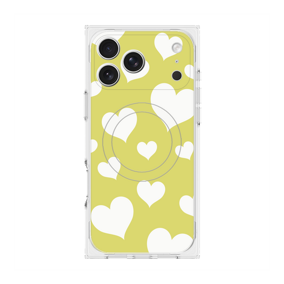 Premium Square Case with MagSafe［ Dot Hearts - Yellow ］