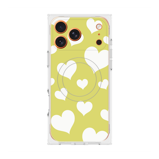 Premium Square Case with MagSafe［ Dot Hearts - Yellow ］