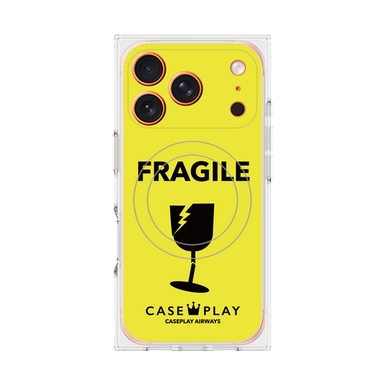 Premium Square Case with MagSafe［ FRAGILE - Yellow ］
