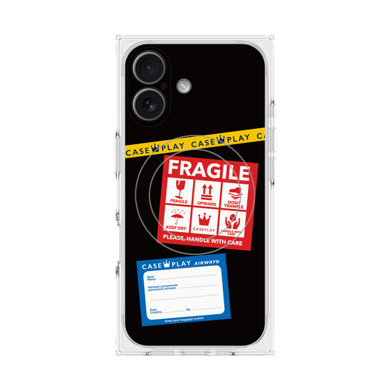 Premium Square Case with MagSafe［ FRAGILE Stickers - Black ］