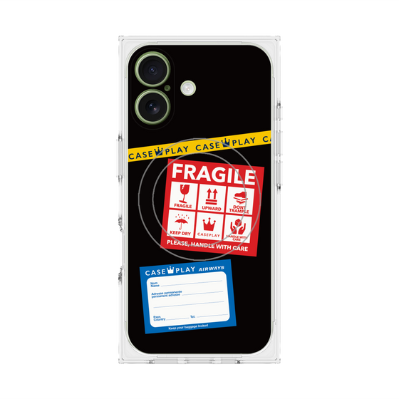 Premium Square Case with MagSafe［ FRAGILE Stickers - Black ］