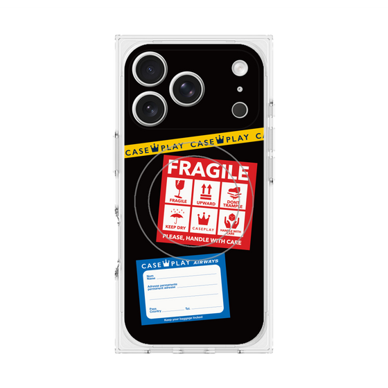 Premium Square Case with MagSafe［ FRAGILE Stickers - Black ］