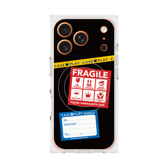 Premium Square Case with MagSafe［ FRAGILE Stickers - Black ］