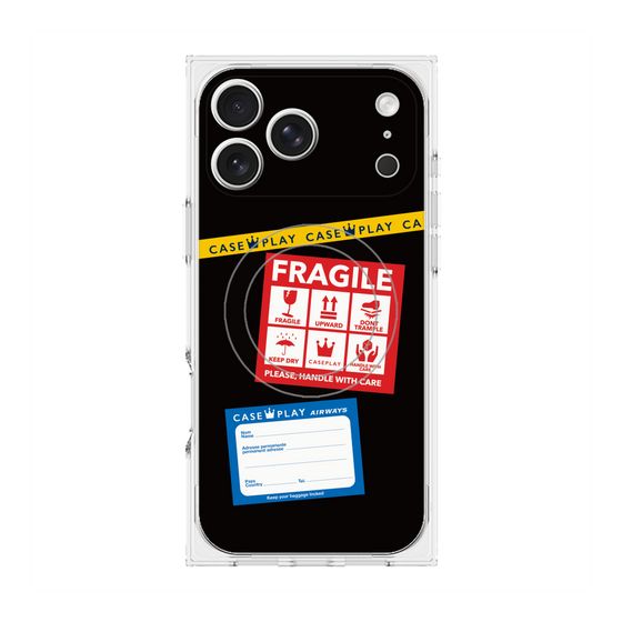Premium Square Case with MagSafe［ FRAGILE Stickers - Black ］