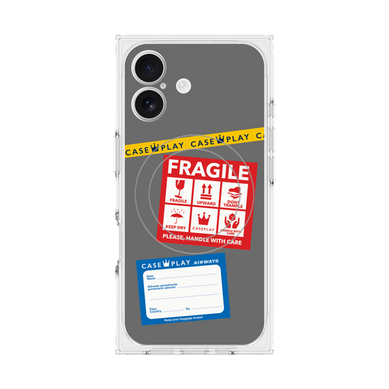 Premium Square Case with MagSafe［ FRAGILE Stickers - Gray ］
