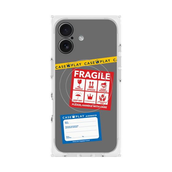 Premium Square Case with MagSafe［ FRAGILE Stickers - Gray ］