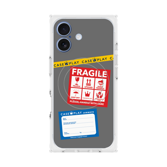 Premium Square Case with MagSafe［ FRAGILE Stickers - Gray ］