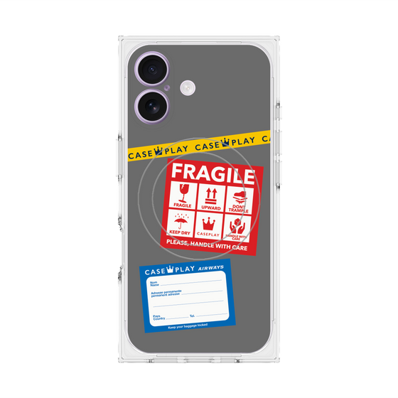 Premium Square Case with MagSafe［ FRAGILE Stickers - Gray ］