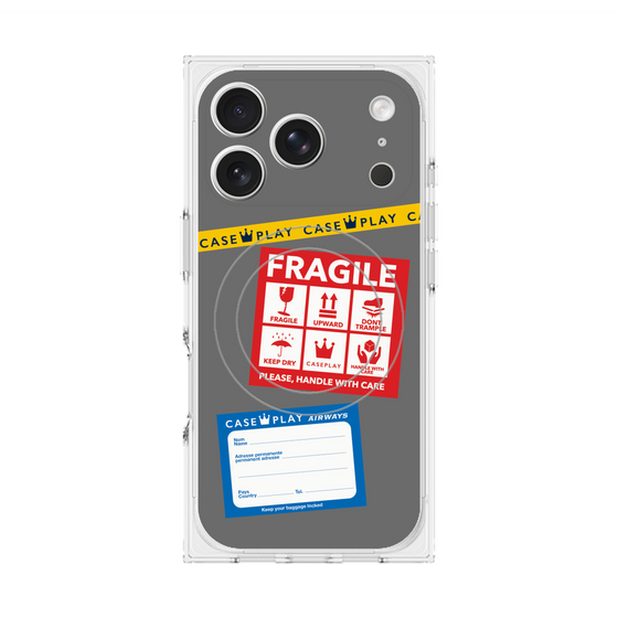 Premium Square Case with MagSafe［ FRAGILE Stickers - Gray ］