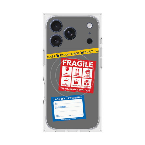 Premium Square Case with MagSafe［ FRAGILE Stickers - Gray ］