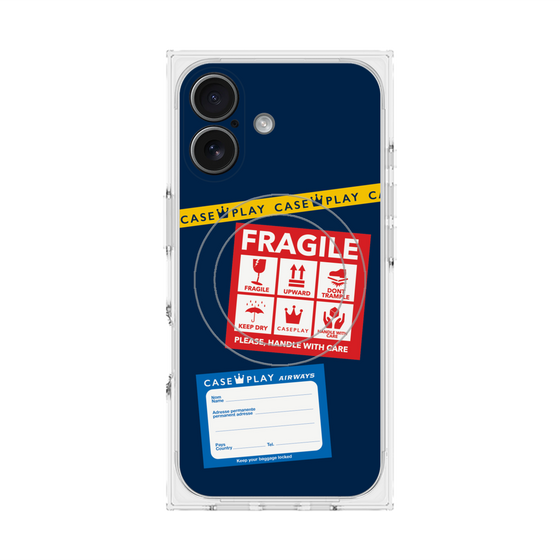 Premium Square Case with MagSafe［ FRAGILE Stickers - Navy ］