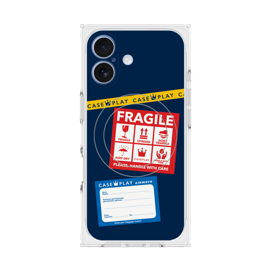 Premium Square Case with MagSafe［ FRAGILE Stickers - Navy ］