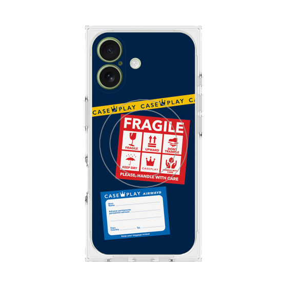Premium Square Case with MagSafe［ FRAGILE Stickers - Navy ］