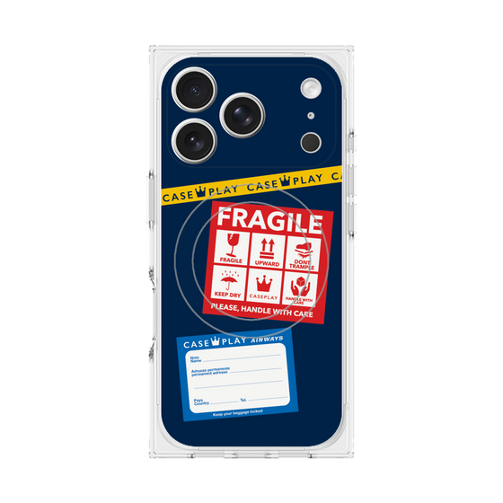 Premium Square Case with MagSafe［ FRAGILE Stickers - Navy ］