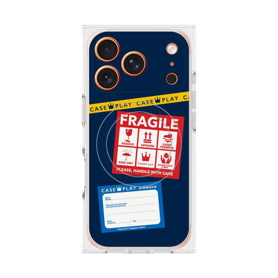 Premium Square Case with MagSafe［ FRAGILE Stickers - Navy ］