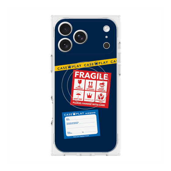 Premium Square Case with MagSafe［ FRAGILE Stickers - Navy ］