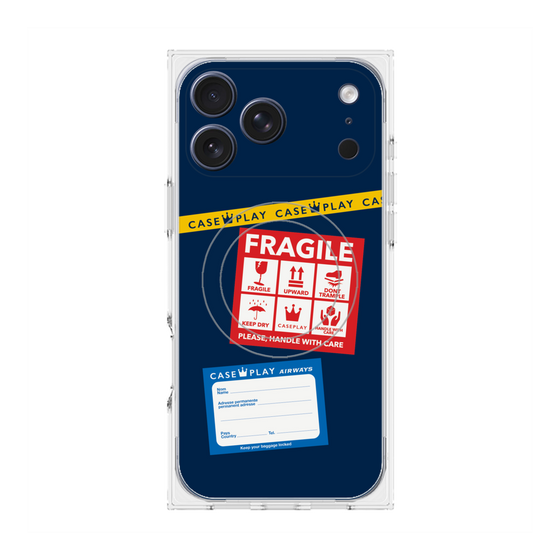 Premium Square Case with MagSafe［ FRAGILE Stickers - Navy ］