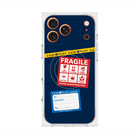 Premium Square Case with MagSafe［ FRAGILE Stickers - Navy ］