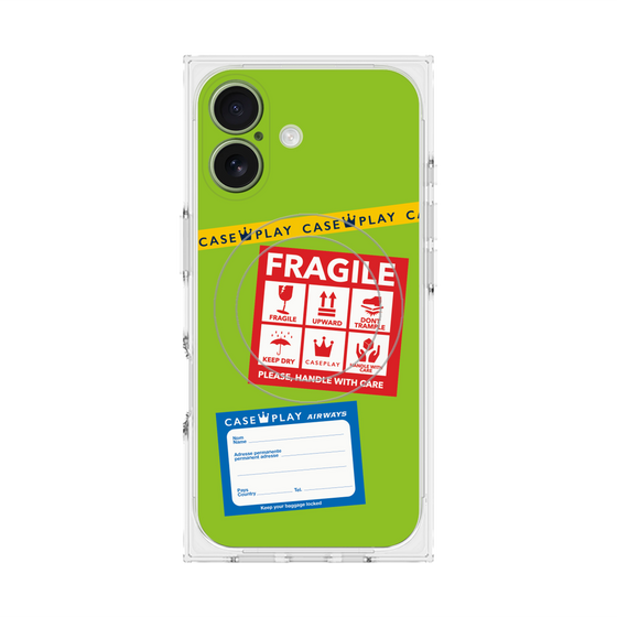 Premium Square Case with MagSafe［ FRAGILE Stickers - Green ］