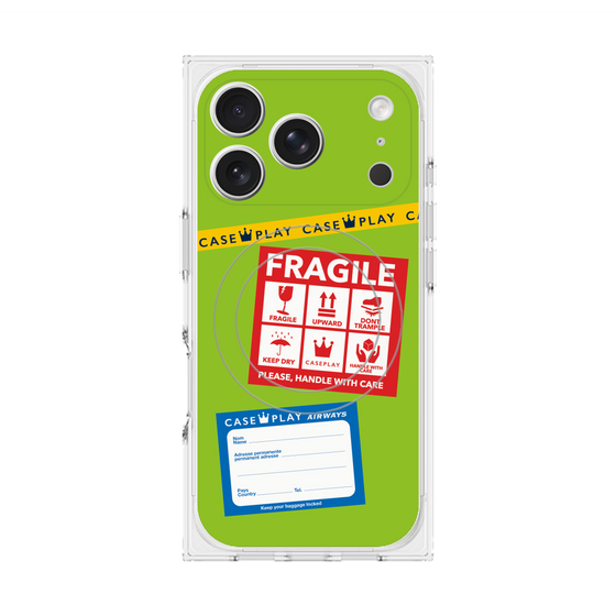 Premium Square Case with MagSafe［ FRAGILE Stickers - Green ］