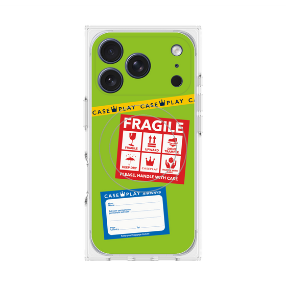 Premium Square Case with MagSafe［ FRAGILE Stickers - Green ］