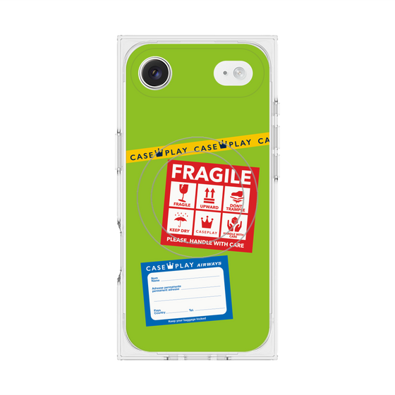 Premium Square Case with MagSafe［ FRAGILE Stickers - Green ］