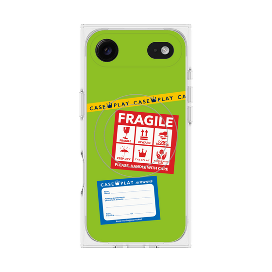 Premium Square Case with MagSafe［ FRAGILE Stickers - Green ］