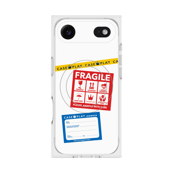 Premium Square Case with MagSafe［ FRAGILE Stickers - White ］