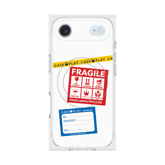 Premium Square Case with MagSafe［ FRAGILE Stickers - White ］