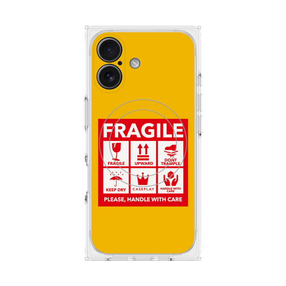 Premium Square Case with MagSafe［ FRAGILE Sticker - Yellow ］