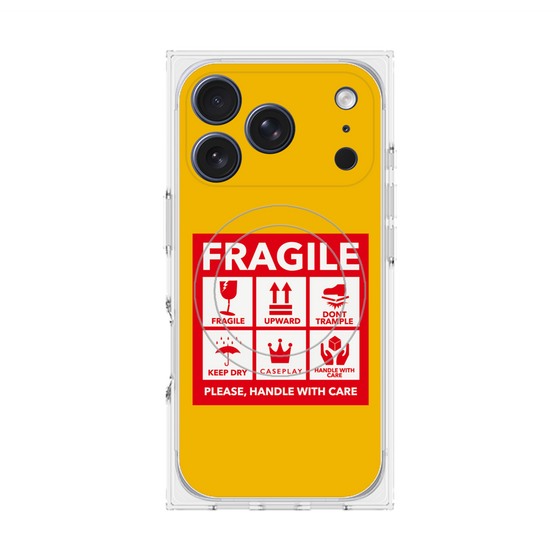 Premium Square Case with MagSafe［ FRAGILE Sticker - Yellow ］