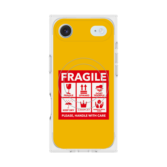 Premium Square Case with MagSafe［ FRAGILE Sticker - Yellow ］