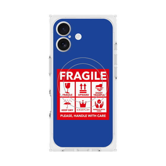 Premium Square Case with MagSafe［ FRAGILE Sticker - Blue ］