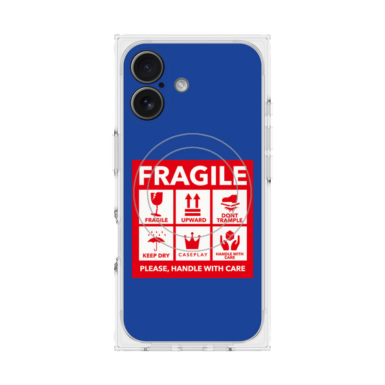 Premium Square Case with MagSafe［ FRAGILE Sticker - Blue ］
