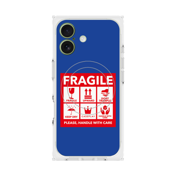 Premium Square Case with MagSafe［ FRAGILE Sticker - Blue ］