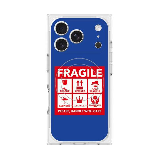 Premium Square Case with MagSafe［ FRAGILE Sticker - Blue ］