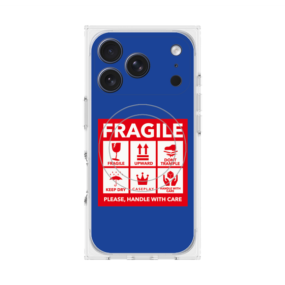 Premium Square Case with MagSafe［ FRAGILE Sticker - Blue ］