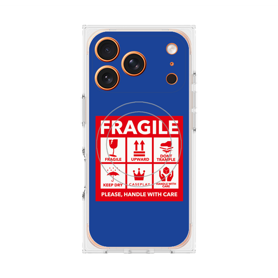 Premium Square Case with MagSafe［ FRAGILE Sticker - Blue ］