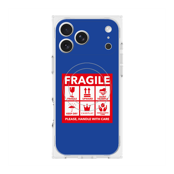Premium Square Case with MagSafe［ FRAGILE Sticker - Blue ］