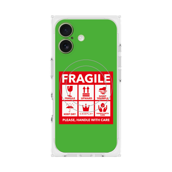 Premium Square Case with MagSafe［ FRAGILE Sticker - Green ］